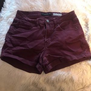 Maroon jean shorts